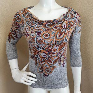 Anthropologie 9-HI5Drape Cowlneck 3/4 Sleeved Knit Top~Size XS